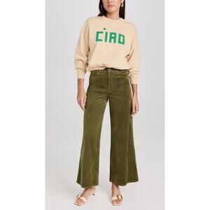 Paige Wide Leg Corduroy Pants Dark Brushed Olive‎ Size 25